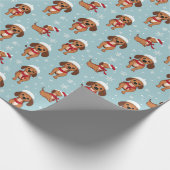 Niedlich Spielender Hund und Schneeflocken Weihnac Geschenkpapier (Ecke)