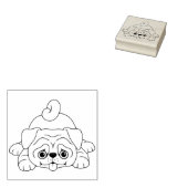 Niedlich spielender Mops Welpe Hunde Gummi Briefma Gummistempel (Stempel)