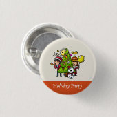 Niedlich spielerische Hand Reihenhausfeier Weihnac Button (Vorne & Hinten)