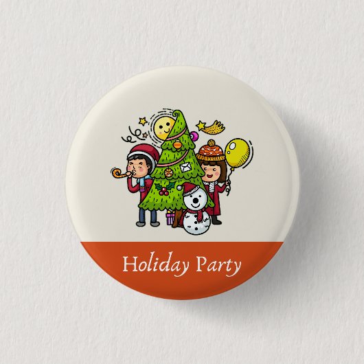 Niedlich spielerische Hand Reihenhausfeier Weihnac Button (Vorderseite)