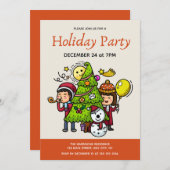 Niedlich spielerische Hand Reihenhausfeier Weihnac Einladung (Vorne/Hinten)