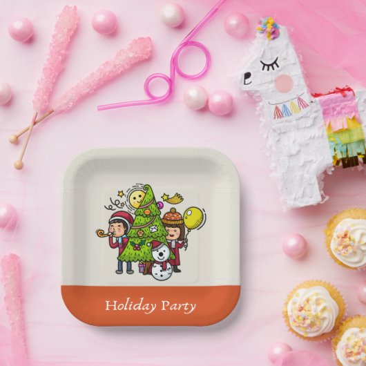 Niedlich spielerische Hand Reihenhausfeier Weihnac Pappteller (Party)