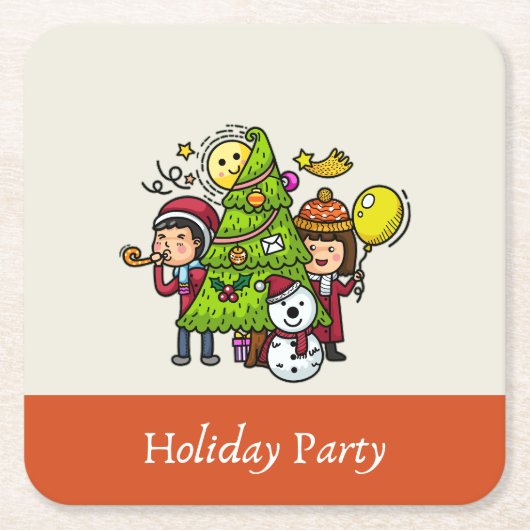 Niedlich spielerische Hand Reihenhausfeier Weihnac Rechteckiger Pappuntersetzer (Vorderseite)