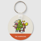 Niedlich spielerische Hand Reihenhausfeier Weihnac Schlüsselanhänger (Rückseite)