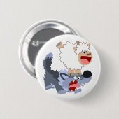 Niedlich spielerisches Cartoon Sheep and Wolf Butt Button (Vorne & Hinten)