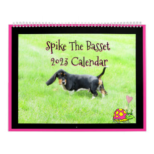 Niedlich "Spike The Basset 2023" 2 Seite Großer Ka Kalender