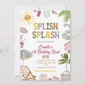 Niedlich Splish Splash Girl Birthday Bash Pool Par Einladung (Vorderseite)