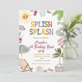 Niedlich Splish Splash Girl Birthday Bash Pool Par Einladung (Stehend Vorderseite)