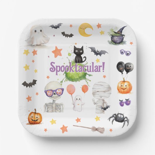 Niedlich Spooktacular Halloween Pappteller (Vorderseite)