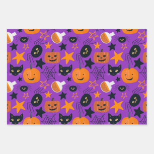 Niedlich Spooky Beängstigend Fun Halloween Muster Geschenkpapier Set