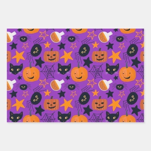 Niedlich Spooky Beängstigend Fun Halloween Muster Geschenkpapier Set (Vorderseite)