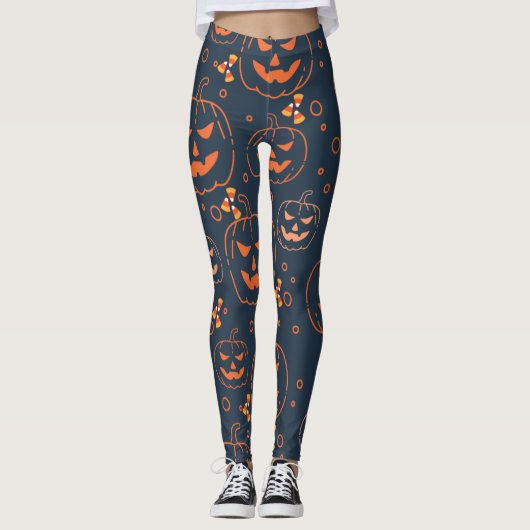 Niedlich Spooky Beängstigende Halloween-Kürbis und Leggings (Vorderseite)