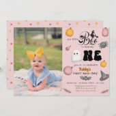 Niedlich Spooky | Boo | 1. Geburtstag Einladung (Vorne/Hinten)