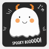 Niedlich Spooky Boo Demon Ghost Quadratischer Aufkleber (Vorderseite)