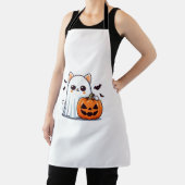 Niedlich Spooky Cat Ghost Pumpkin Halloween Fall C Schürze (InSitu)