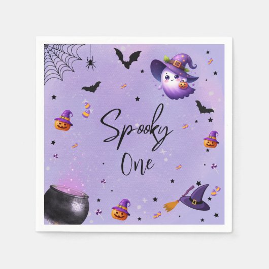 Niedlich Spooky Erstes Geburtstag Halloween-Party Serviette (Vorderseite)