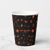 Niedlich Spooky Ghost Black Orange Halloween Pappbecher (Rückseite)