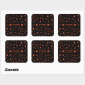 Niedlich Spooky Ghost Black Orange Halloween Quadratischer Aufkleber (Blatt)
