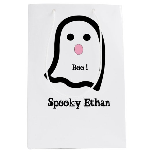 Niedlich Spooky Ghost Boo Mittlere Geschenktüte (Vorderseite)