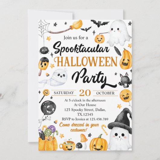 Niedlich Spooky Ghost Halloween-Party Einladung (Vorderseite)
