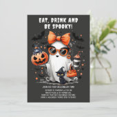 Niedlich Spooky Ghost Halloween-Party Einladung (Stehend Vorderseite)