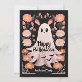 Niedlich Spooky Ghost Whimsical Floral Halloween Karte (Vorderseite)