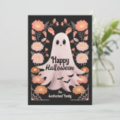Niedlich Spooky Ghost Whimsical Floral Halloween Karte (Stehend Vorderseite)