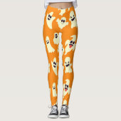 Niedlich Spooky Ghosts Pattern Halloween Fun Kawai Leggings (Vorderseite)