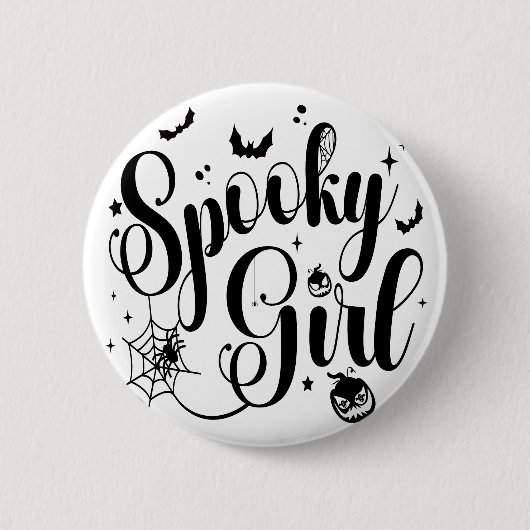 Niedlich Spooky Girl Halloween Pumpkin Ghost Spide Button (Vorderseite)