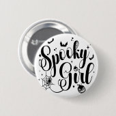 Niedlich Spooky Girl Halloween Pumpkin Ghost Spide Button (Vorne & Hinten)
