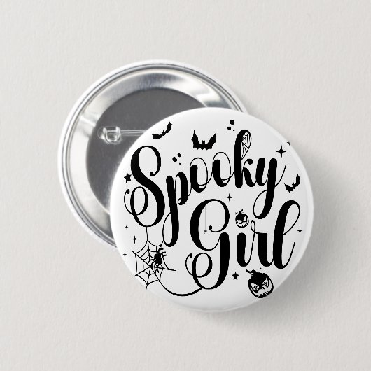 Niedlich Spooky Girl Halloween Pumpkin Ghost Spide Button (Vorne & Hinten)