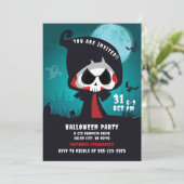 Niedlich Spooky Grim Sensenmann Halloween Trick od Einladung (Stehend Vorderseite)