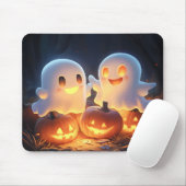 Niedlich Spooky Halloween Cartoon Ghosts Glows Pum Mousepad (Mit Mouse)