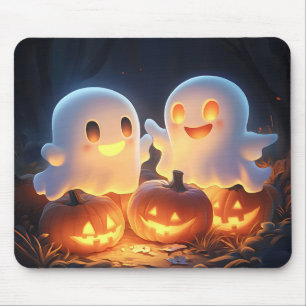 Niedlich Spooky Halloween Cartoon Ghosts Glows Pum Mousepad