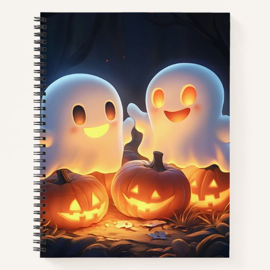 Niedlich Spooky Halloween Cartoon Ghosts Glows Pum Notizblock (Vorderseite)