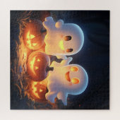 Niedlich Spooky Halloween Cartoon Ghosts Glows Pum Puzzle (Horizontal)