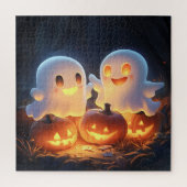 Niedlich Spooky Halloween Cartoon Ghosts Glows Pum Puzzle (Vertikal)
