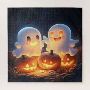 Niedlich Spooky Halloween Cartoon Ghosts Glows Pum Puzzle