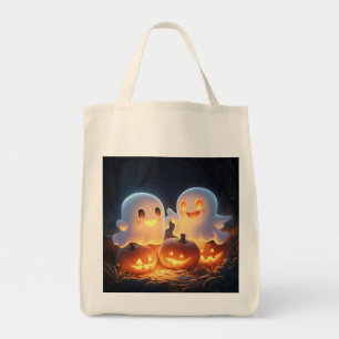 Niedlich Spooky Halloween Cartoon Ghosts Glows Pum Tragetasche