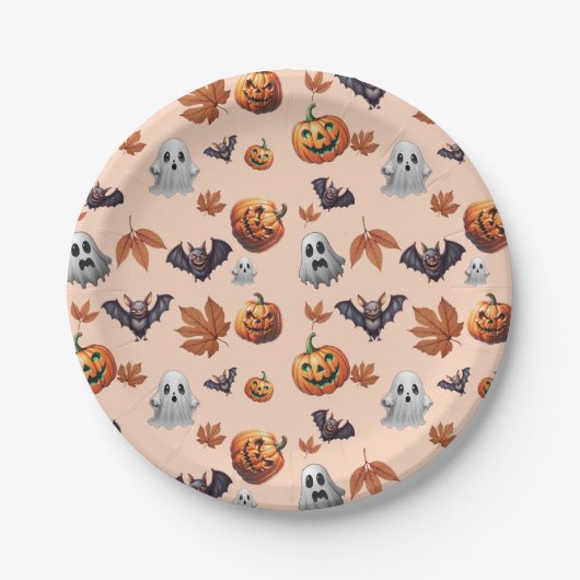 Niedlich Spooky Halloween Fall Pappteller (Vorderseite)