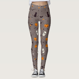 Niedlich Spooky Halloween Geister und Kürbismuster Leggings