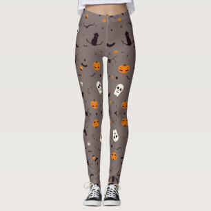 Niedlich Spooky Halloween Geister und Kürbismuster Leggings