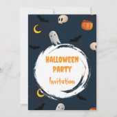 Niedlich Spooky Halloween-Party Einladung Dunkelbl (Vorderseite)