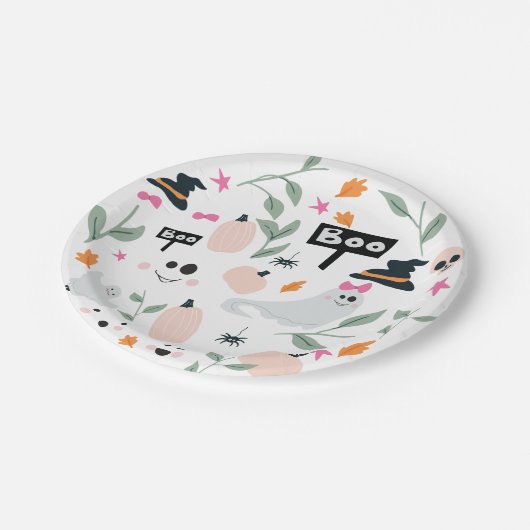 Niedlich Spooky | Halloween-Party Ghosts Pappteller (Schrägansicht)