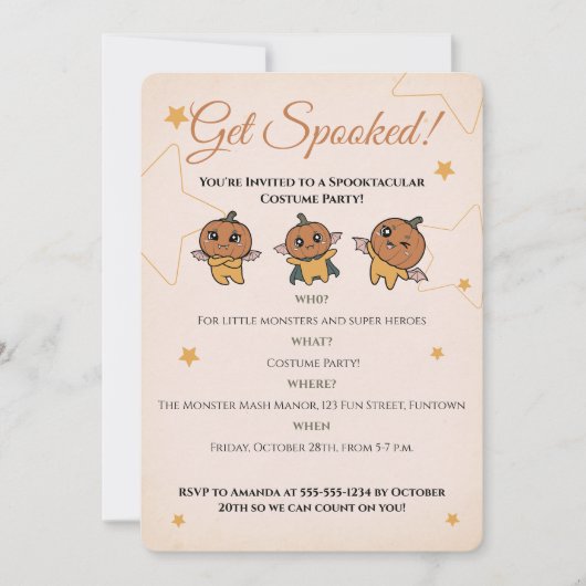 Niedlich Spooky Halloween Pumpkin Kostüm Party Einladung (Vorderseite)