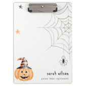 Niedlich Spooky Halloween Pumpkin Spider Webstars Klemmbrett (Vorderseite)