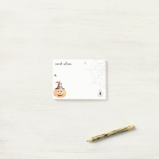 Niedlich Spooky Halloween Pumpkin Spider Webstars Post-it Klebezettel (Auf Schreibtisch)