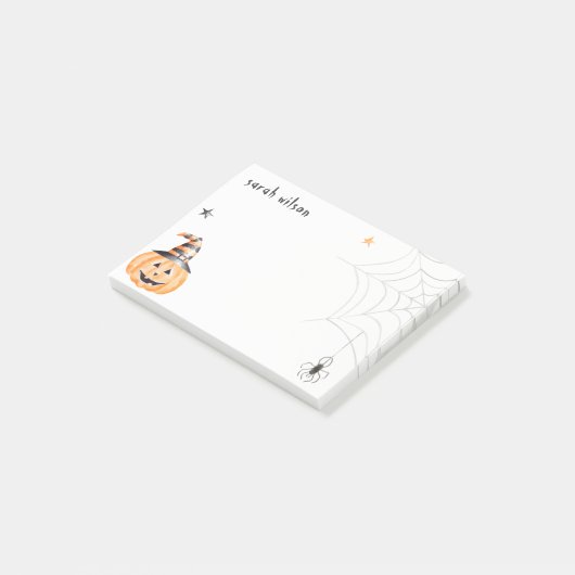 Niedlich Spooky Halloween Pumpkin Spider Webstars Post-it Klebezettel (angewinkelt)