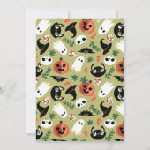 Niedlich Spooky Halloween Wreath Green Kindergebur Einladung (Rückseite)