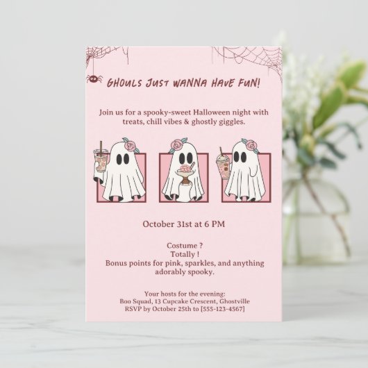 Niedlich & Spooky Kawaii Halloween-Party Einladung (Stehend Vorderseite)